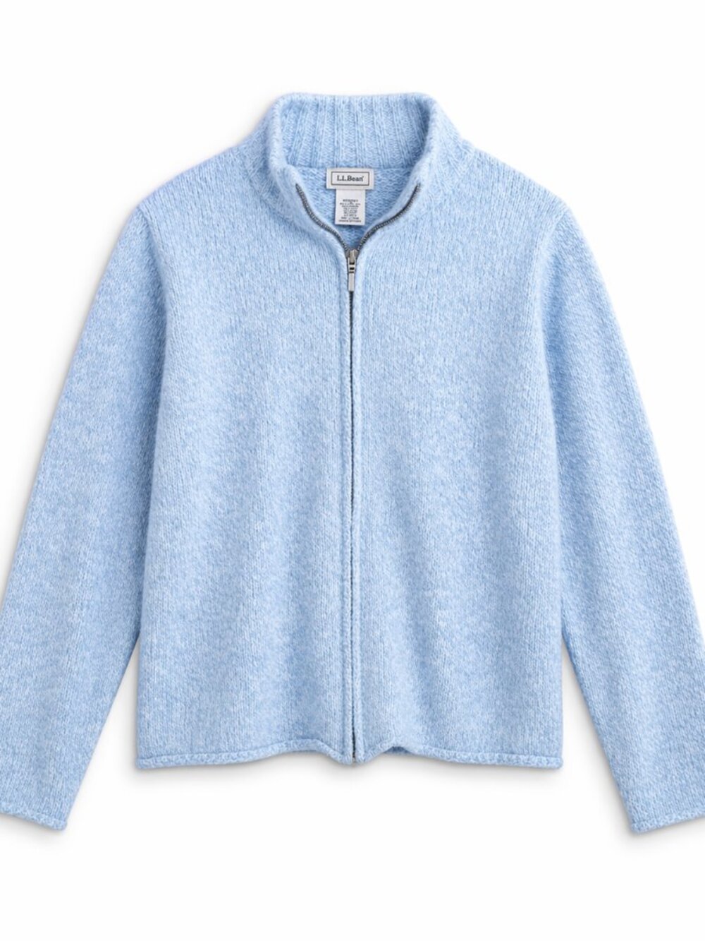 L.L. Bean Vintage Light Blue Zip-Up Lamb And Angora Wool Sweater
